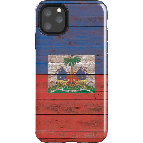 Haiti Flag Dark Wood iPhone Cases